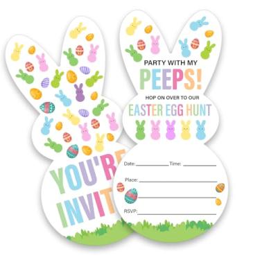 Imagem de LyoGao Convites em forma de coelho para festa de Páscoa - Coelho de Páscoa Caça aos Ovos de Páscoa Cartões de Convites com Envelopes (conjunto de 20)