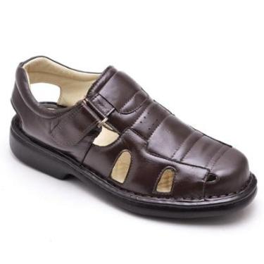 Imagem de Sandália Masculina Ortopédica Conforto Macia Em Couro Legítimo Original-Masculino