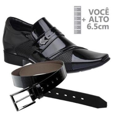Imagem de Sapato Com Salto Interno Jota Pe Preto Air + Cinto 79357-Masculino