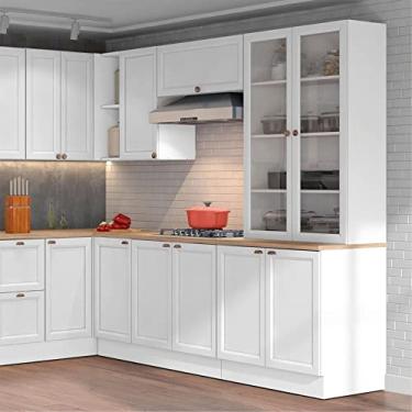 Imagem de Cristaleira Dupla 4 Portas com Vidro Unna Poliman Móveis Branco