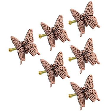 Imagem de 6 Peças, Puxador Antigo, Puxador em Forma de Borboleta, Puxador de Gaveta de Armário Puxadores de Ferragens de Móveis de Cozinha (Orifício Único B)