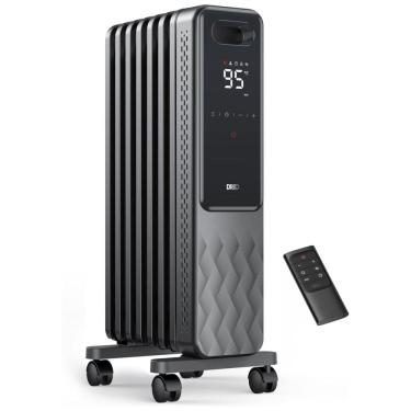 Imagem de Aquecedor Elétrico a Óleo com Controle Remoto, 4 Modos, Proteção Contra Superaquecimento e Tombamento, 110V 1500W, Dreo, Cinza