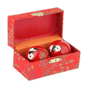 Imagem de #N/a 2x Bolas de Massagem Baoding Balls com Caixa de Armazenamento Aliviar Rigidez Destreza Presente de Massagem Bolas de Saúde Chinesas para Pessoas, panda vermelho