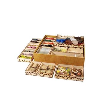 Imagem de The Broken Token Organizador de caixa compatível com jogos de tabuleiro Everdell – Caixa de armazenamento de madeira com várias bandejas ajustáveis para fichas, moedas e cartões – Organizador de jogos