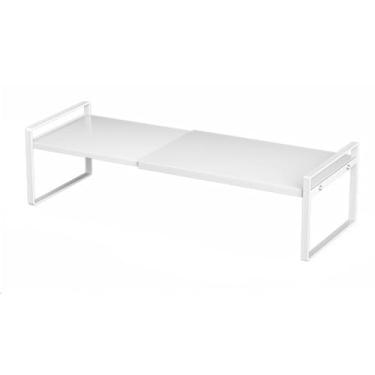 Imagem de LIYIVNAA Organizador expansível de prateleira de armário ajustável rack empilhável de metal para cozinha despensa armário de especiarias sob a pia bancada - branco, 1 pacote
