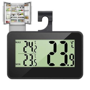 Imagem de Termômetros de geladeira, termômetros de geladeira digitais à prova d'água com gancho, termômetros de geladeira Termômetros digitais de freezer para loja de conveniência Home, Room/561 (Color : Black