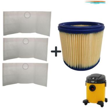 Imagem de KIT Saco e Filtro Aspirador Lavor Wash Kronos 23 Linha Pro - AllClean