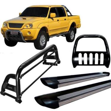 Imagem de Kit Quebra Mato Estribo Santo Antônio H2 L200 04 Preto - HOZZ