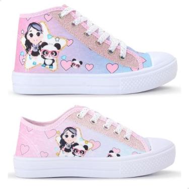 Imagem de Kit Combo 2 Pares Tênis Casual Infantil Feminino Botinha e Cano Baixo 