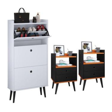 Imagem de Conjunto Sapateira Vertical 3 Gavetas Basculantes Organizadoras Dark e