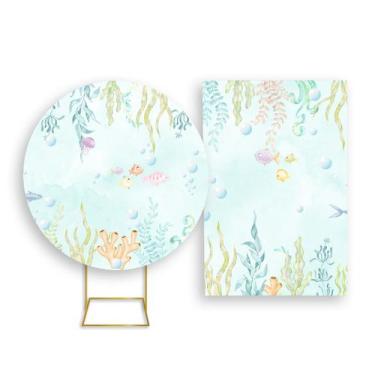 Imagem de Painel De Festa Redondo 1,50x1,50 + Painel Vertical 1,50x2,20 - Fundo 
