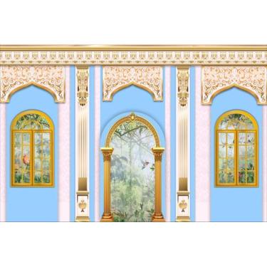 Imagem de Painel de lona Castelo de Princesa Portal Dourado Jardim - Fabrika de 