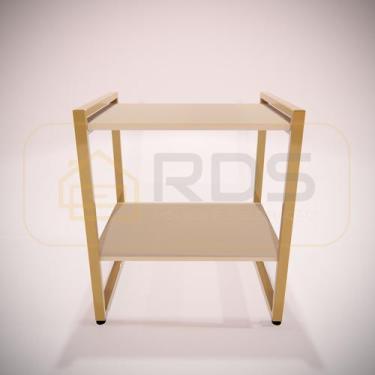 Imagem de Mesa de Cabeceira Bella Estilo Industrial MDP Metal Dourado - RDS Meta
