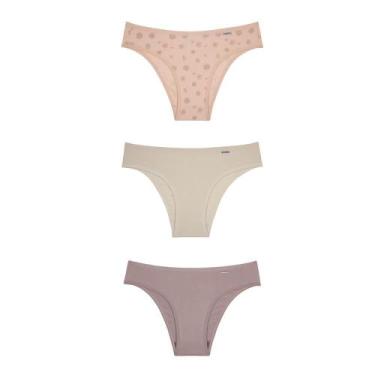 Imagem de Kit de 3 Calcinhas DelRio 51354 Biquíni, M, Estampado, Areia, Make