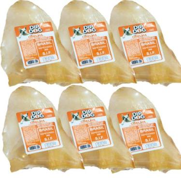 Imagem de Kit 6 Mordedores Orelha Bovina Petisco P/ Cachorro Natural  - DIP DOG
