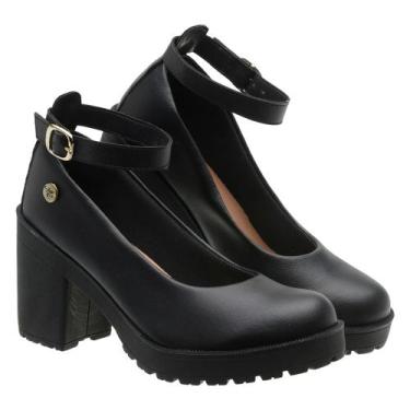 Imagem de Sapato Boneca Scarpin Feminino Tira Tornozelo Removível Salto Baixo Tr