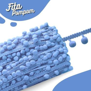 Imagem de Fita Pompom Azul Hortênsia 30mm Rolo Com 25 Metros - Nybc