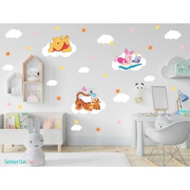 Imagem de adesivo de parede ursinho pooh tigrão e leitão - Senhorita Decor