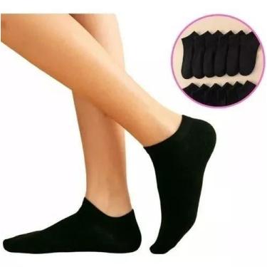 Imagem de Jogo Com 3 Pares Meias Soquete Unissex Meia Branca Preta Lisas - ALtom
