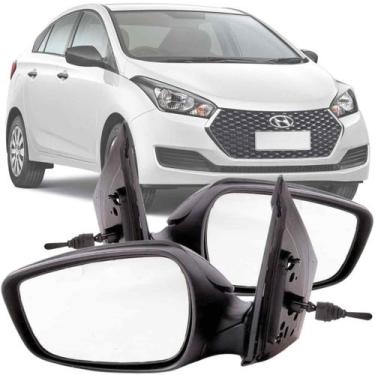 Imagem de Par Retrovisores Hyundai HB20 2012 2013 2014 2015 2016 Preto com Regul