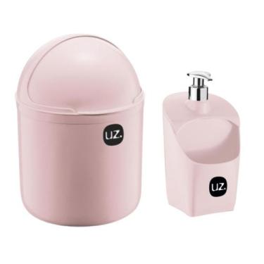 Imagem de Kit pia lixeira articulada, dispenser de pia plástico Uz Utilidades - 