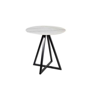 Imagem de Mesa Zig - Base Preta - Tampo Redondo 90cm - Mármore Espírito Santo - 