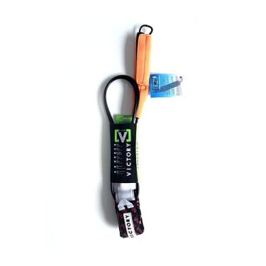 Imagem de Victory Surf-School Leash, preta - com FPS, duplo aço inoxidável, tira de tornozelo acolchoada de neoprene, bolso para chave, protetor de trilho destacável, cordão Urathane – Perfeito para iniciantes,