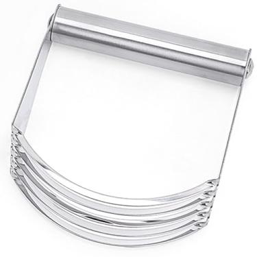 Imagem de Liquidificador de massa, cortador de massa de aço inoxidável de 12 cm x 10 cm com alça de aço inoxidável para batedeira de massa, cortador de manteiga (prata)