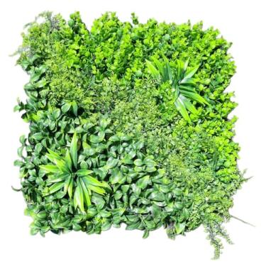 Imagem de Kit 4 Placas de Plantas Artificiais de Folhas Mistas com Proteção UV, 50x50 cm, Realista, Premium, Muito Cheia, para Interior/Exterior