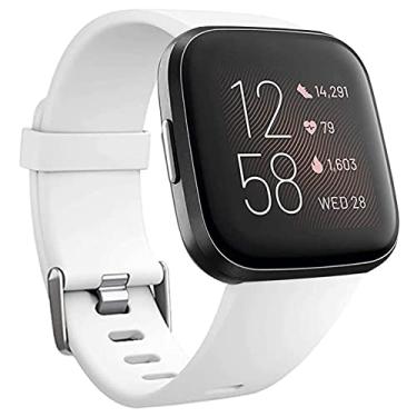Imagem de Pulseiras de substituição compatíveis com Fitbit Versa/Versa 2/Versa Lite, pulseira de silicone ajustável clássica acessório pulseiras fitness para mulheres e homens, pequena e grande
