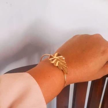 Imagem de Bracelete folha Banhado a ouro 18k - Deslumbra