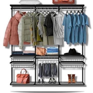 Imagem de Closet Armário Aramado Modulado Gaveta Prateleira 1,90m PT - Casa Expr