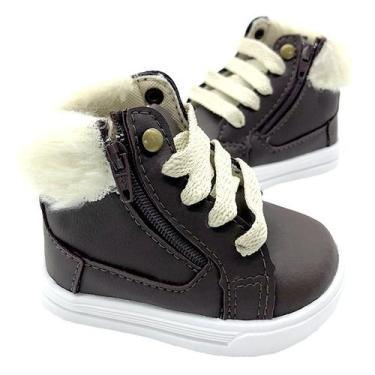 Imagem de Botinha Sapatinhos Bebe Calcados Infantil Sandália Unissex Marrom Com 