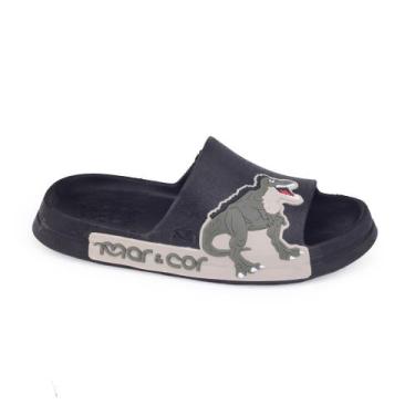 Imagem de Chinelo Slide Infantil Kidy Candy Kids 387-0008 Mar e Cor, Preto, Bege