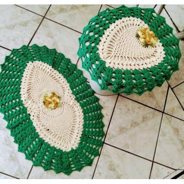 Imagem de Jogo de banheiro de crochê modelo coração com 2 peças - Tomazinis, Ver