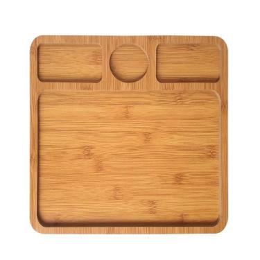 Imagem de Petisqueira Com 4 Divisórias Bambu Bandeja Tábua Petiscos  - Kadê