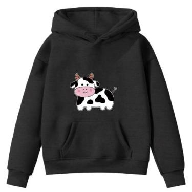 Imagem de Moletom Infantil Vaquinha Desenho Infância Bolso Canguru com Capuz - E