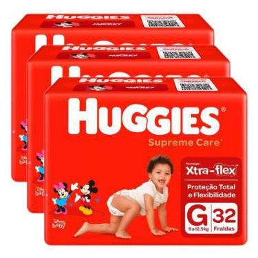 Imagem de KIT 3 FRALDAS HUGGIES SUPREME CARE MEGA G - 32 un