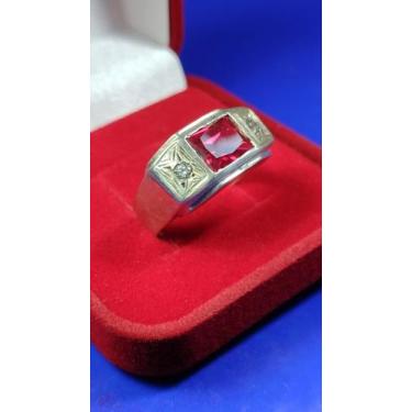 Imagem de Anel Formatura Direitos e todos os Cursos  Prata 950 Topo 10 mm Pedra 