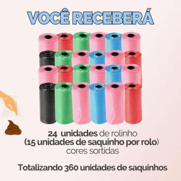 Imagem de Kit Refil Cata Caca Saco Saquinho Coletor Lixo Coco Pet Cães Gatos Hig