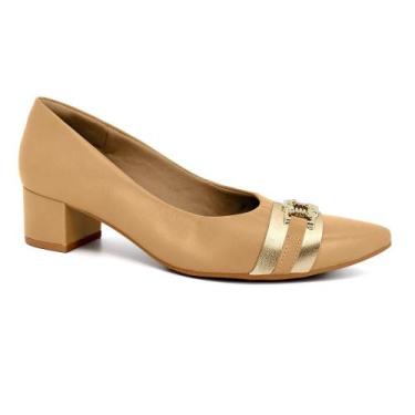 Imagem de Scarpin usaflex salto bloco ref mm0502 feminino, Bege, 35