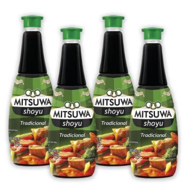 Imagem de 04Un Shoyu Tradicional Mitsuwa 900ml Para Comida Japonesa Oriental Sus