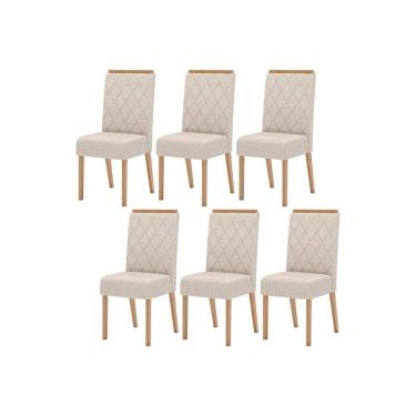 Imagem de Kit 6 Cadeiras Sala Jantar Nina 6 Un Nature/Suede Light Linho - Henn