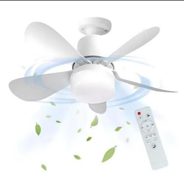 Imagem de Ventilador Teto Bocal E27 Com Luz 45w 3 Tipos de Luz Controle Remoto V