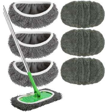 Imagem de Almofadas de esfregão de microfibra reutilizáveis laváveis compatíveis com refis de vassoura Swiffer para panos de varrer molhados e secos, substituição de cabeça de esfregão para limpeza doméstica