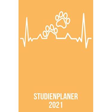 Imagem de Studienplaner 2021: Wochenplaner zum notieren, organisieren und planen DIN A5. Kalender/Terminkalender/Monats- / Tagesübersicht/Kontakt- / ... / Tierpfote Hund Katze heartbeat herzschlag