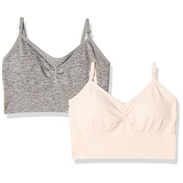 Imagem de Maidenform Sutiã curto franzido sem costura para meninas, Pérola/cinza mesclado, M