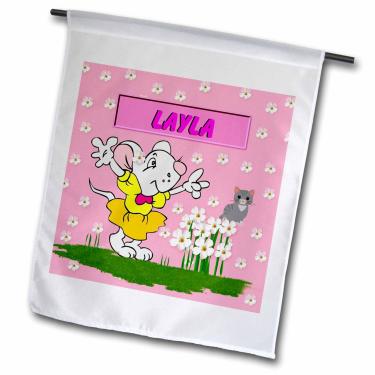 Imagem de 3dRose fl_48841_1 Layla nome decorativo bandeira de jardim de arte infantil específica, 30 x 45 cm