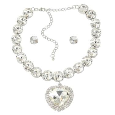 Imagem de fxmimior Conjunto de brincos de gargantilha de amor com strass de formatura da moda em camadas delicadas sexy corrente de corpo rosa colar gargantilha delicada ouro prata Halloween Natal colar para