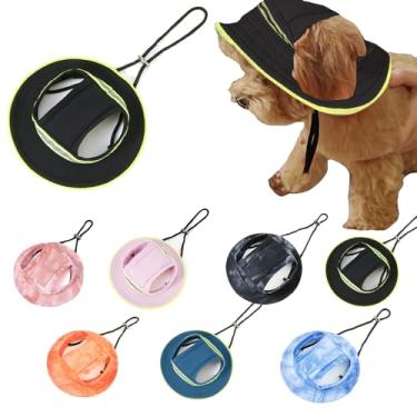 Imagem de Chapéu balde para animais de estimação com orifícios de orelha, cordão ajustável, chapéu para cães, viseira de sol, proteção UV, chapéu de pato para cães pequenos, médios e grandes, boné de beisebol